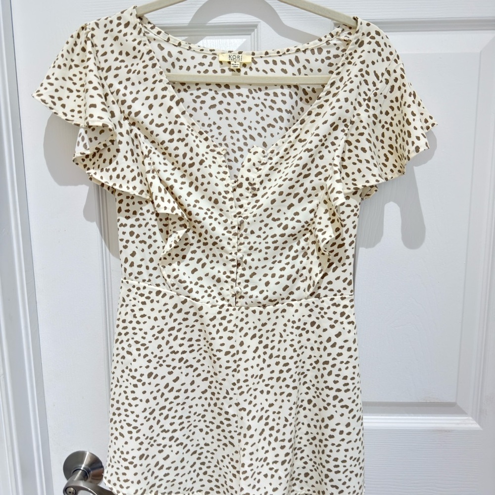 Cream and Brown Polka Dot Romper